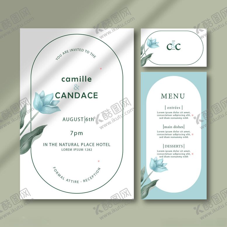 编号：55626003312011171529【酷图网】源文件下载-清新花卉婚礼邀请函设计