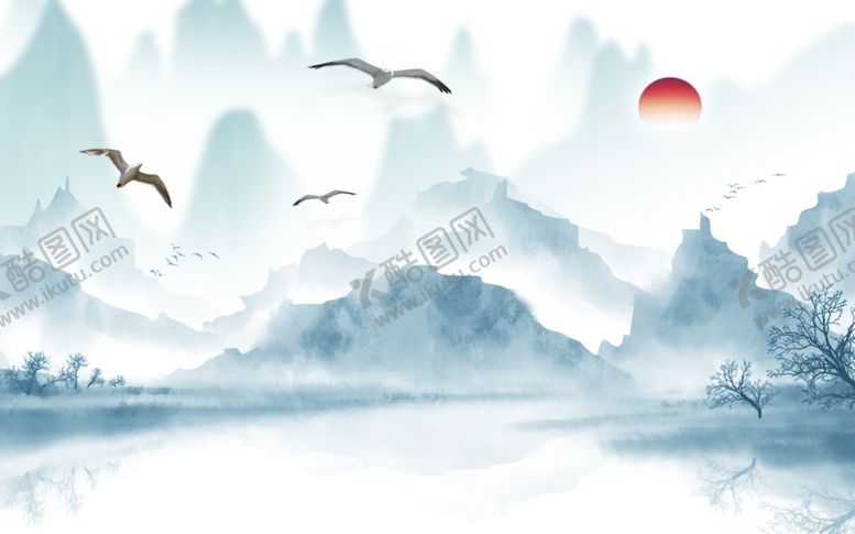编号：32942009282350386625【酷图网】源文件下载-新中式山水背景