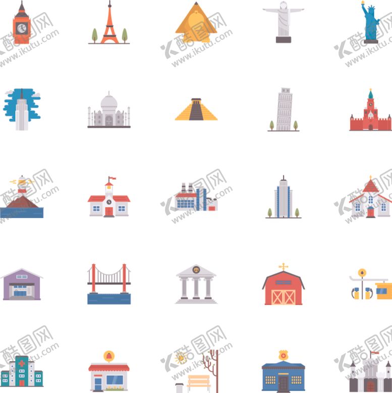 编号：46645709201816513957【酷图网】源文件下载-城市建筑图标