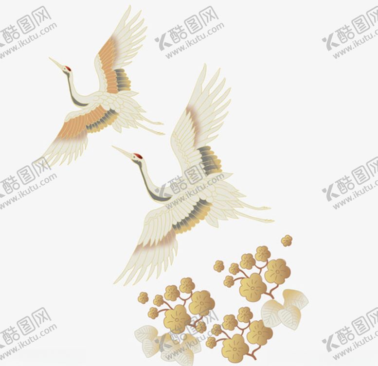 编号：35629307010903564135【酷图网】源文件下载-工笔松鹤梅花素材