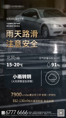 汽车雨天温馨提示海报