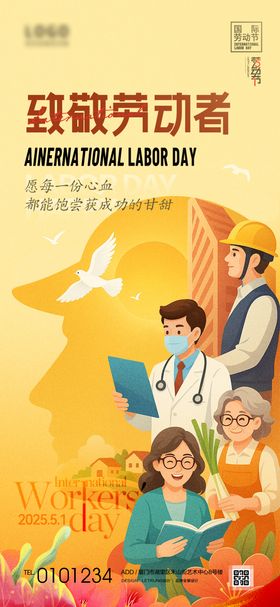 致敬劳动者五一国际劳动节节日宣传海报
