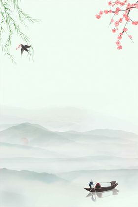 中国风背景展板手绘花工笔画