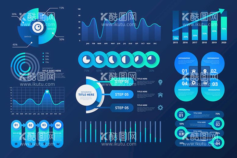 编号：59025710190328058944【酷图网】源文件下载-业务数据信息图表仪表板矢量