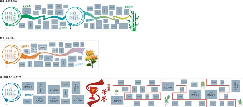 编号：50956112030755075692【酷图网】源文件下载-走廊文化，春夏秋冬荣誉墙