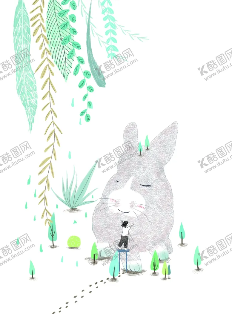 编号：26438309121955362720【酷图网】源文件下载-龙猫卡通清新传统插画背景