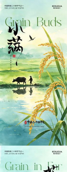 创意海报24节气小满芒种海报