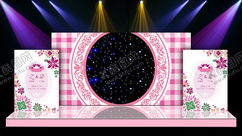 编号：60864909270142275000【酷图网】源文件下载-粉色主体婚礼现场布置设计源文件