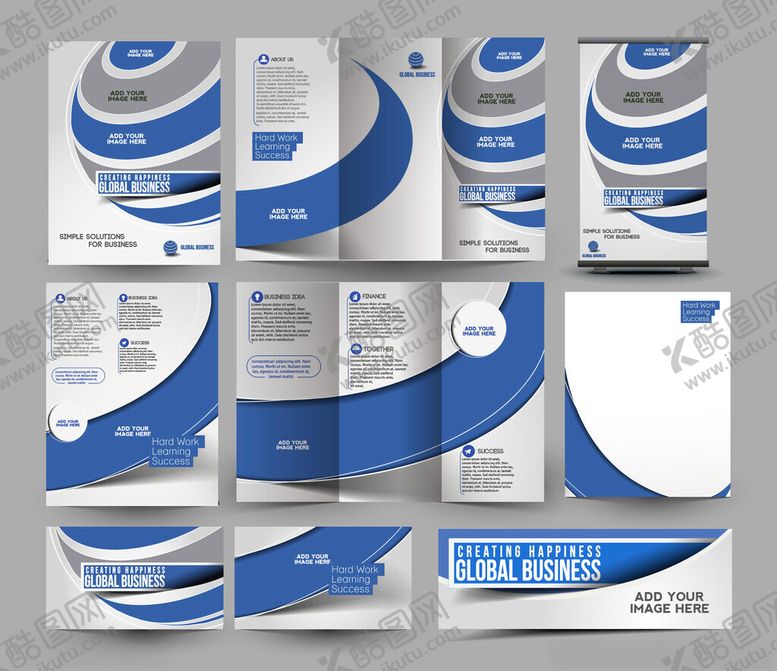 编号：74043611241615207295【酷图网】源文件下载-蓝白企业宣传册设计模板