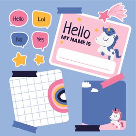 可爱文具装饰插画