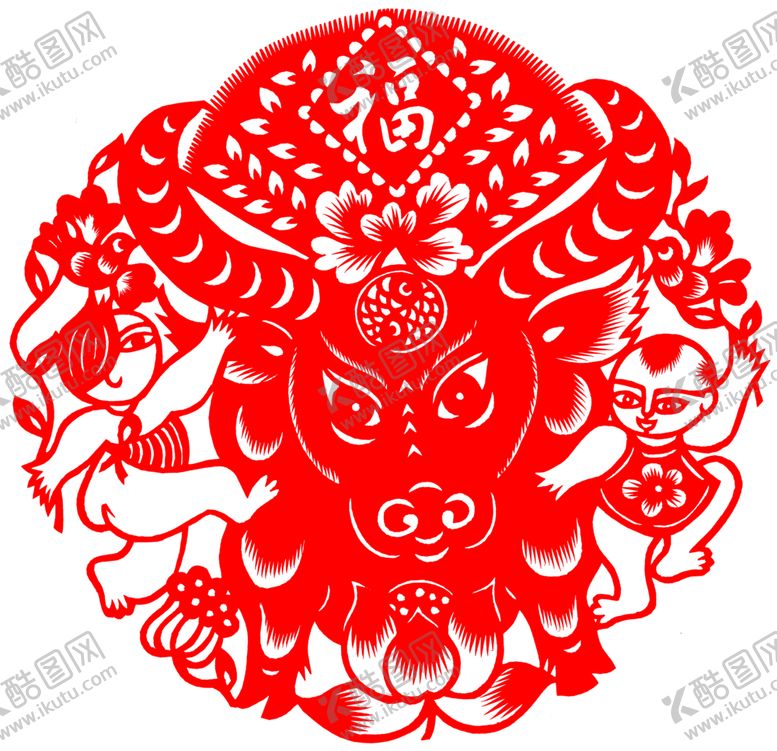 编号：57732005030049256363【酷图网】源文件下载-牛剪纸