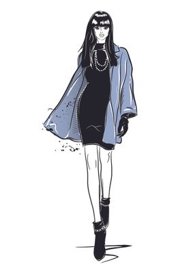 服饰模特人物插画矢量素材