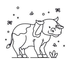 简笔画大象兔子线描