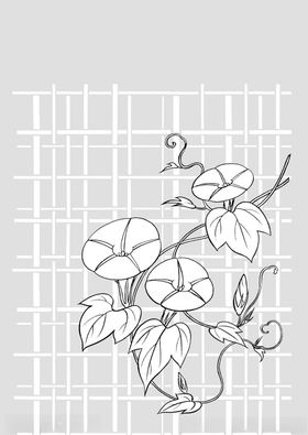 日本线描植物花卉矢量素材