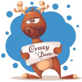 卡通举纸板的驯鹿