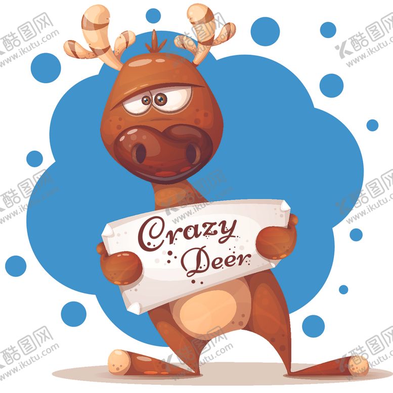 编号：54094611011153143191【酷图网】源文件下载-卡通举纸板的驯鹿