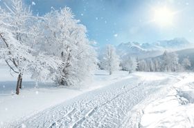 扁平冬天雪景风景