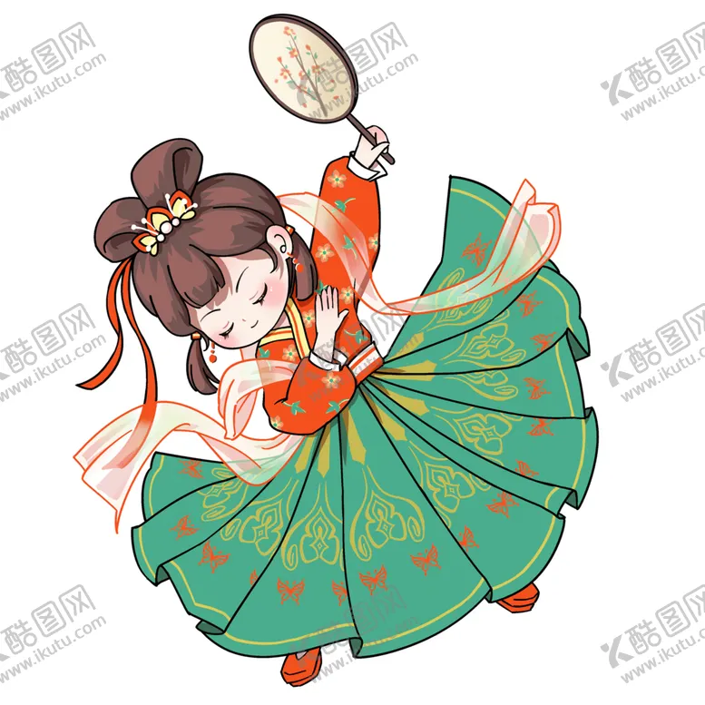编号：94159601270831449471【酷图网】源文件下载-卡通古装女孩印花图案设计