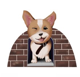 小狗蜘蛛网插画