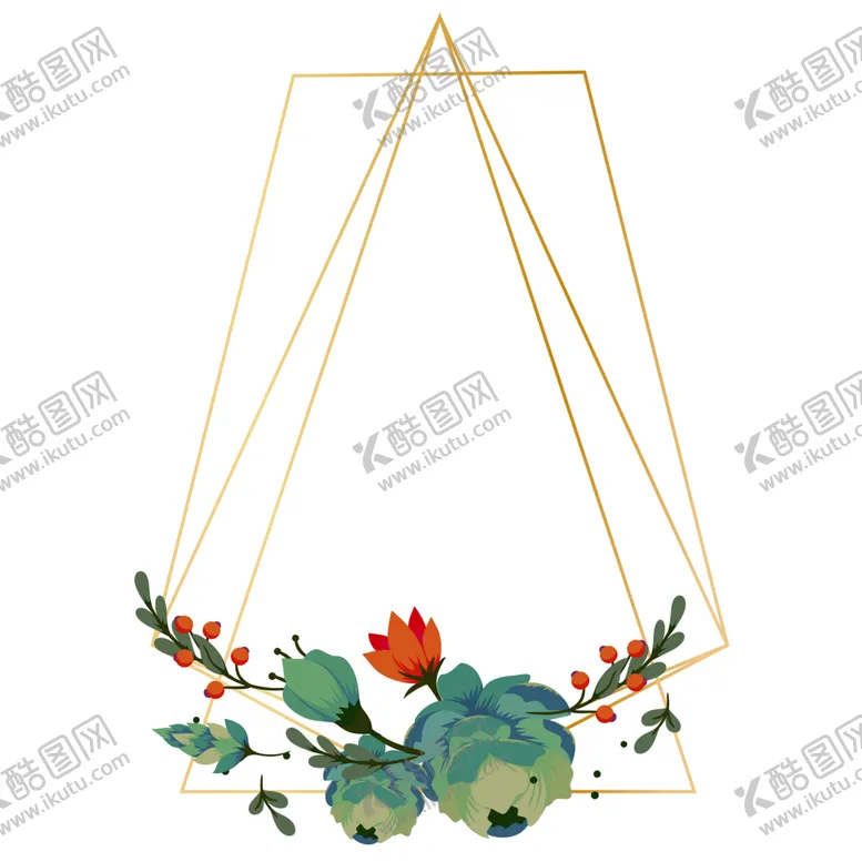编号：22556501240740229646【酷图网】源文件下载-金色边框植物花环