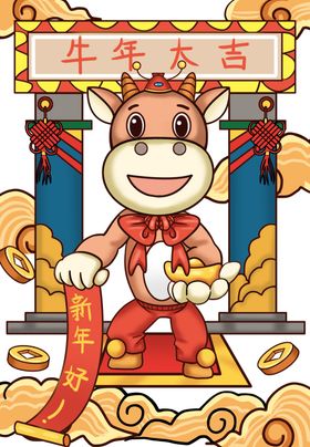 牛年国潮插画