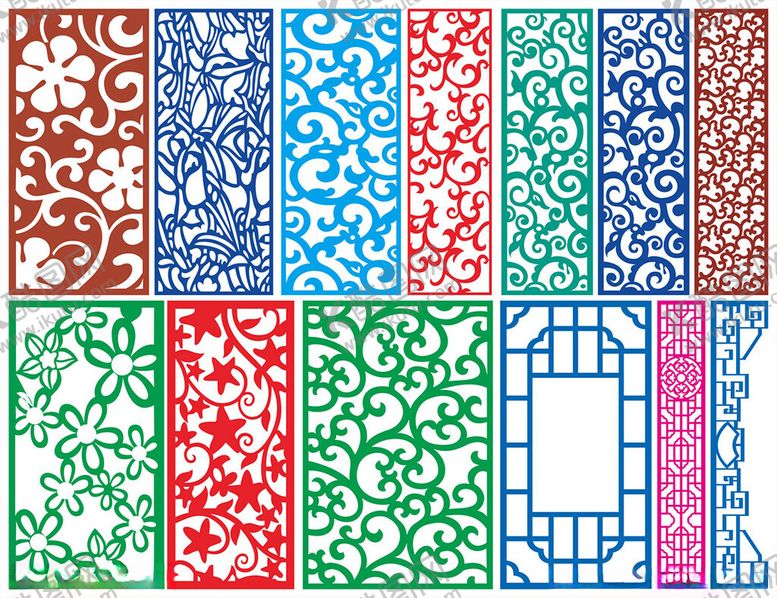 编号：48930210122020217863【酷图网】源文件下载-窗花镂空花纹屏风隔断雕花