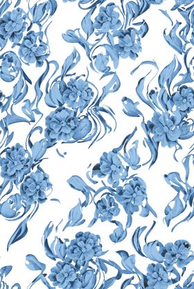 蓝白花卉图案纹理背景