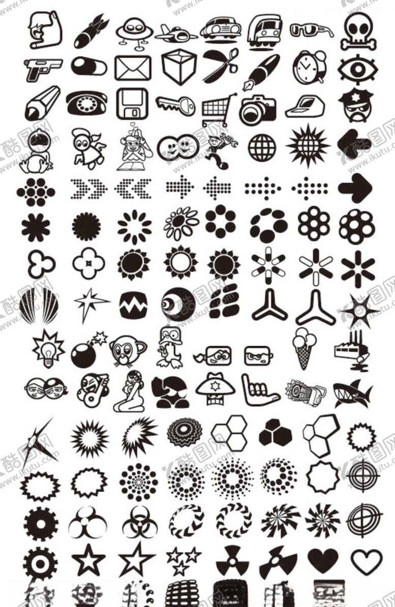 编号：59062810290521524840【酷图网】源文件下载-黑白图案标志图标矢量图