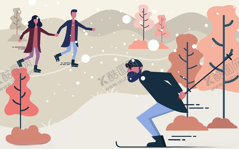 编号：86998609152156486760【酷图网】源文件下载-创意冬季雪中滑雪人物