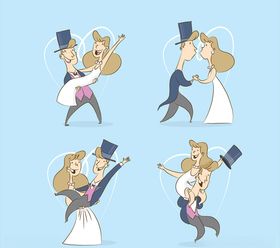婚礼新人动作矢量素材