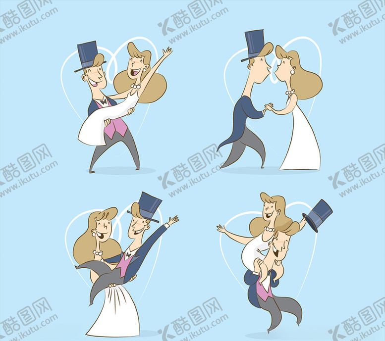 编号：92991910272300427411【酷图网】源文件下载-婚礼新人动作矢量素材