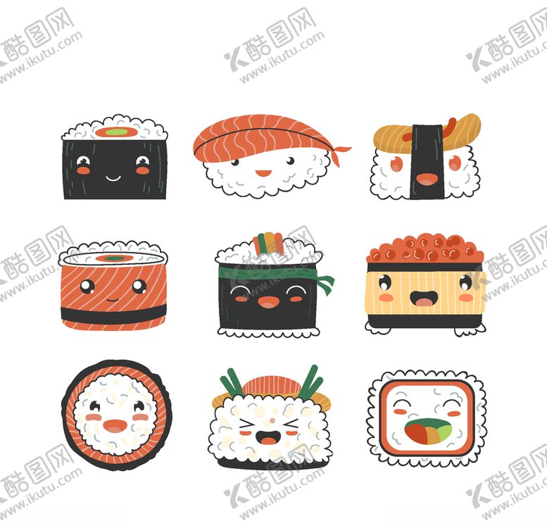 编号：37069307140110079840【酷图网】源文件下载-可爱寿司