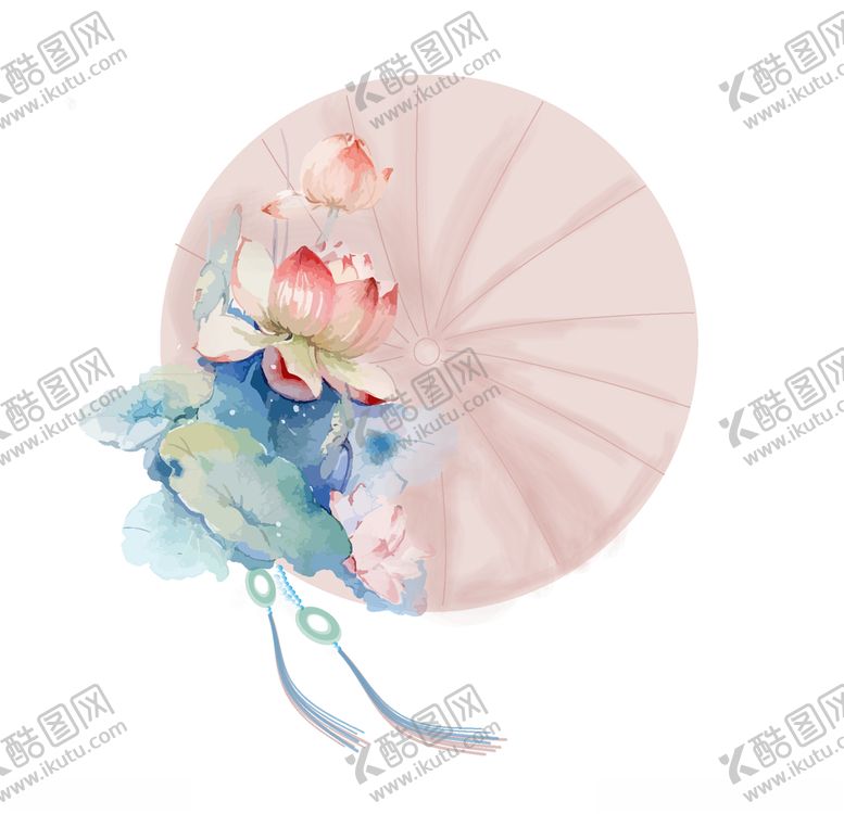 编号：18030106291352076283【酷图网】源文件下载-古风荷花玉佩油纸伞素材