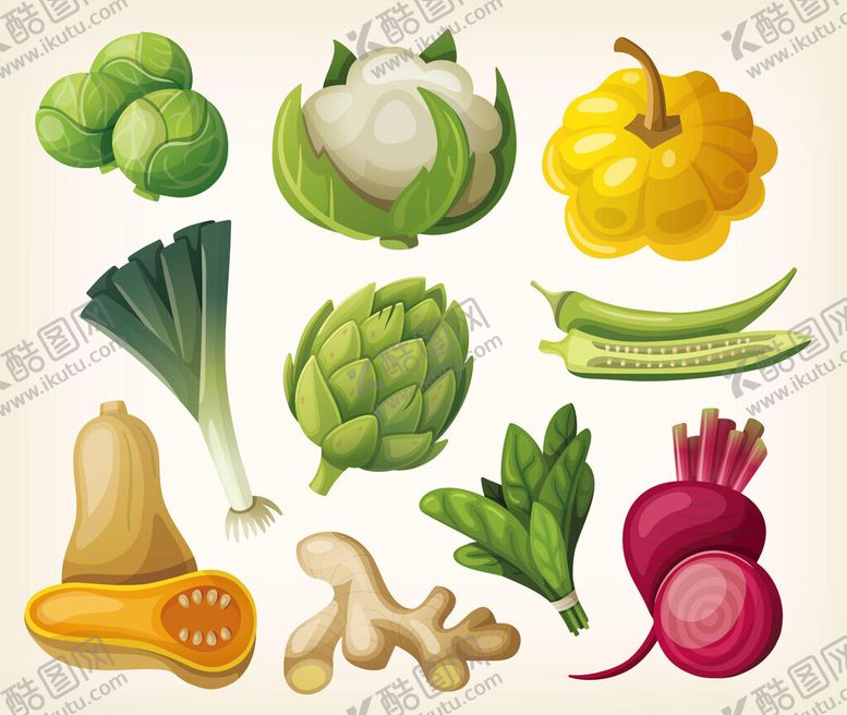 编号：57741611142352169592【酷图网】源文件下载-多样新鲜蔬菜集合展示