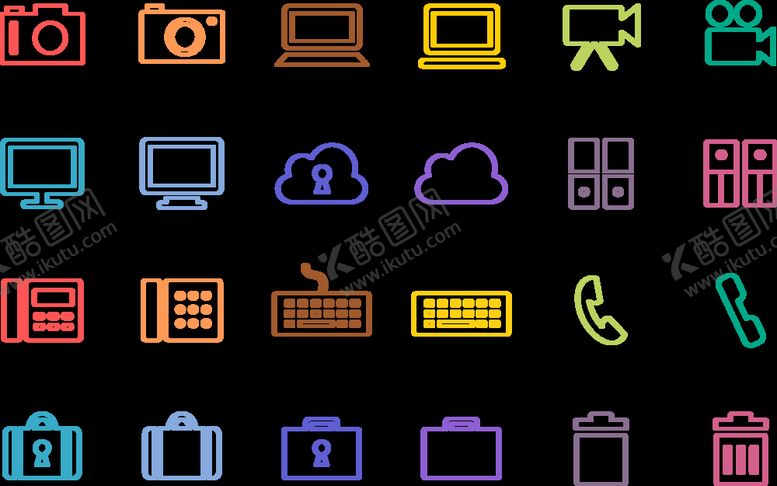 编号：68420211021415044870【酷图网】源文件下载-多彩科技图标集合