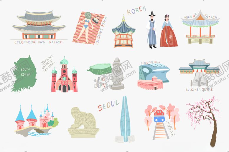编号：73482811191850278202【酷图网】源文件下载-韩国文化元素图标集合