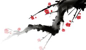 中国风水墨梅春节山花秋