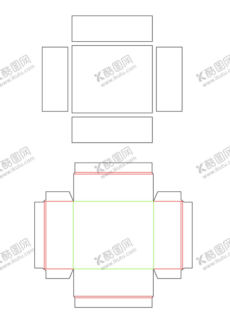 编号：54378801202028087898【酷图网】源文件下载-普通天地盒蛋糕盒刀模CAD版