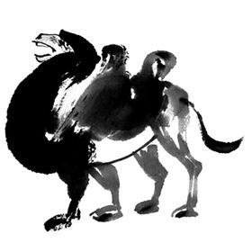 中国风水墨骆驼插画