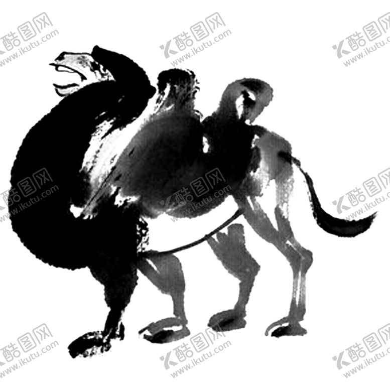 编号：87786404301600495061【酷图网】源文件下载-中国风水墨骆驼插画