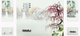 花鸟画垂柳背景墙
