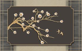 中式喜上眉梢形象墙