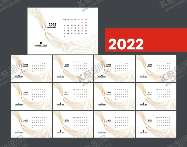 编号：82523410191400261378【酷图网】源文件下载-2022虎年挂历 2022挂历