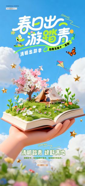 手捧书本中的春日微景观