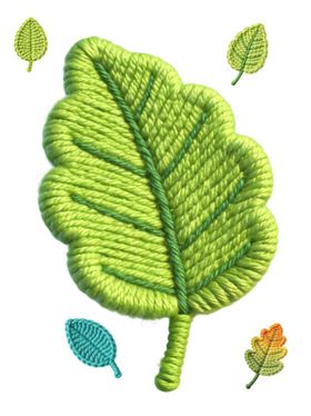 绿色叶脉刺绣叶片及叶饰
