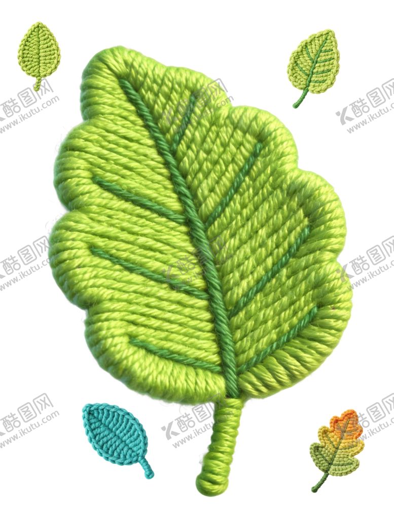 编号：20662204052156306378【酷图网】源文件下载-绿色叶脉刺绣叶片及叶饰