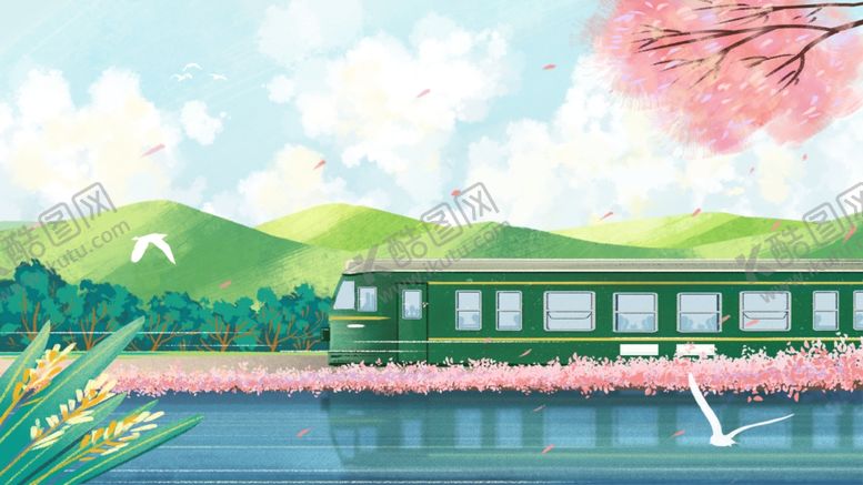 编号：57666809111825021991【酷图网】源文件下载-绿皮火车野外风景