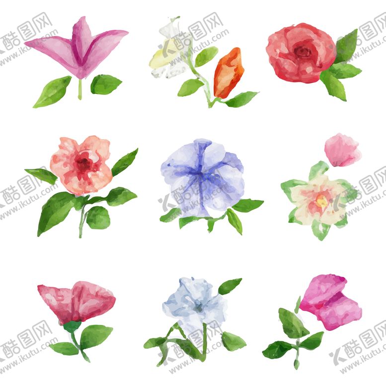 编号：12937509282026516918【酷图网】源文件下载-水彩花朵插画