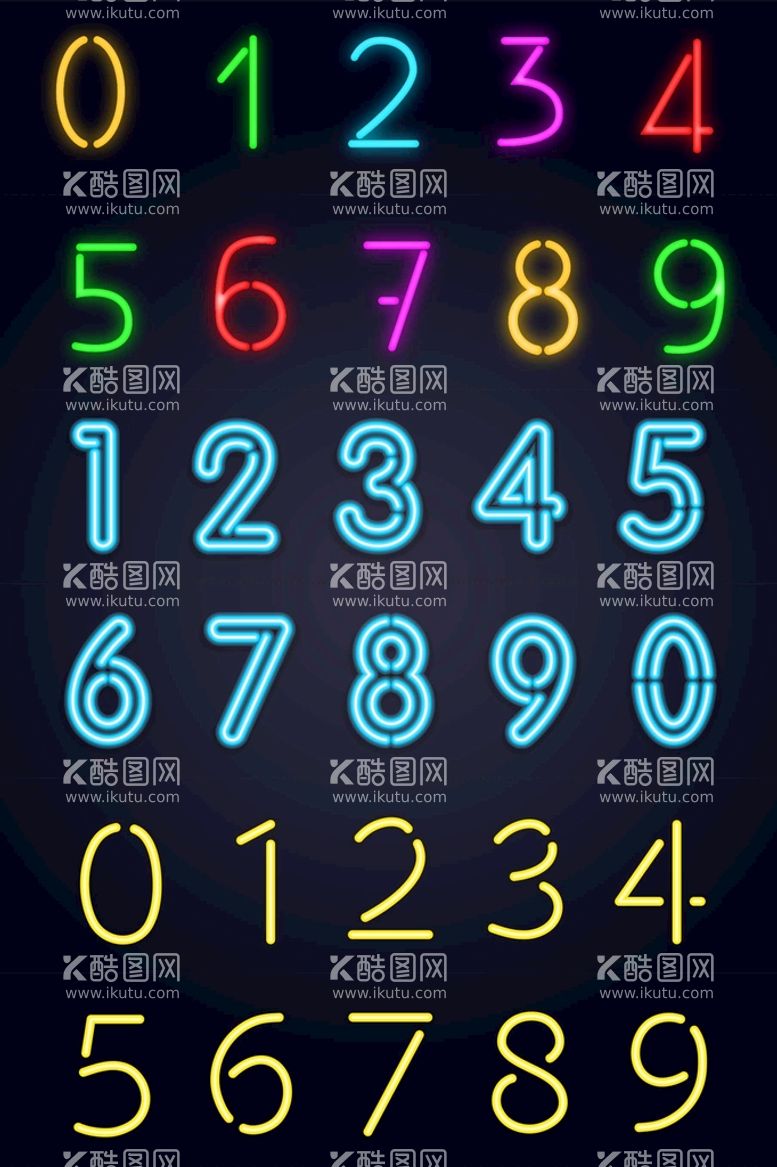 编号：50862110020002295231【酷图网】源文件下载-霓虹灯数字