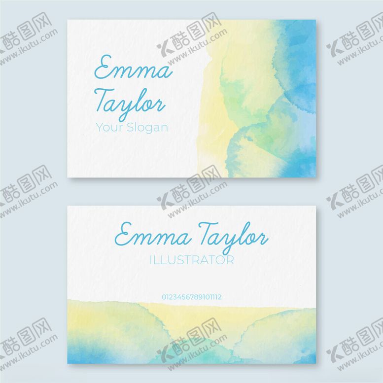编号：76432211212156313458【酷图网】源文件下载-水彩名片